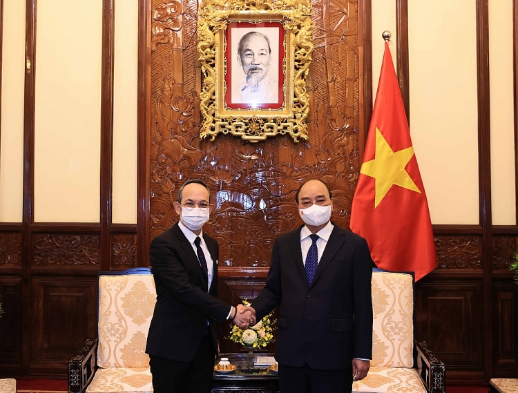 Chủ tịch nước Nguyễn Xuân Phúc tiếp Đại sứ Vương quốc Thái Lan tại Việt Nam Nikorndej Blankura đến trình Quốc thư. 