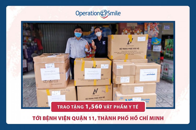 3 máy nuôi ăn dạ dày và 1,560 vật phẩm y tế đã được Operation Smile Vietnam gây quỹ và gửi đến bệnh viện quận 11.