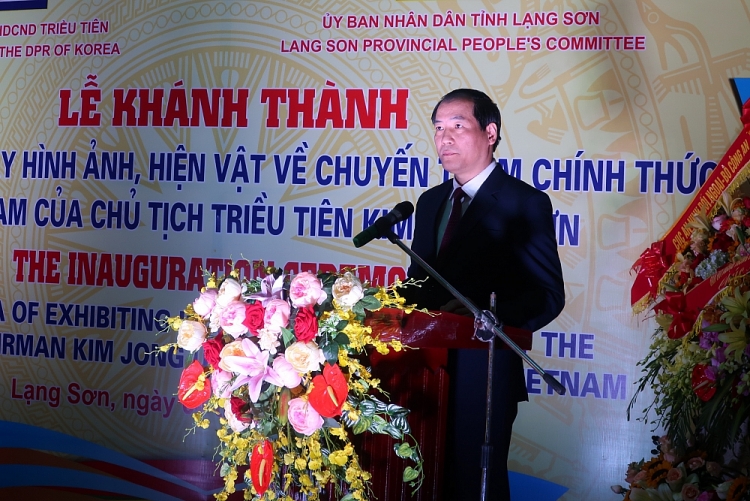 Phó Chủ tịch UBND tỉnh Lạng Sơn Dương Xuân Huyên phát biểu tại lễ khánh thành.