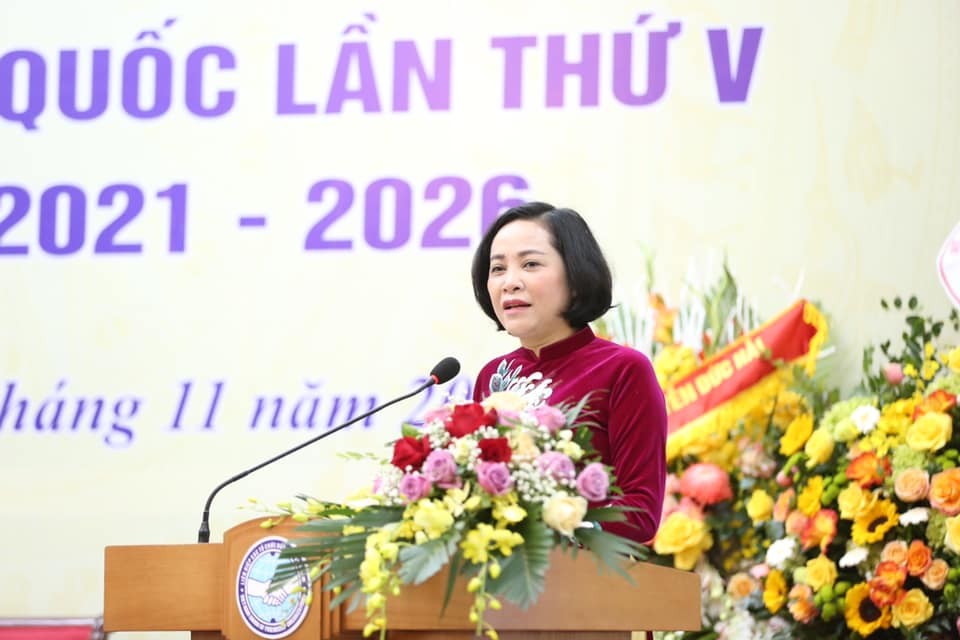 Tân Chủ tịch Hội Hữu nghị Việt Nam-Campuchia Nguyễn Thị Thanh phát biểu tại Đại hội. (Ảnh: Tuấn Việt)