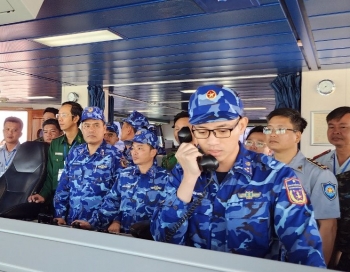 Biên đội tàu Cảnh sát biển xuất phát lên đường tuần tra liên hợp trên vùng biển Vịnh Bắc Bộ