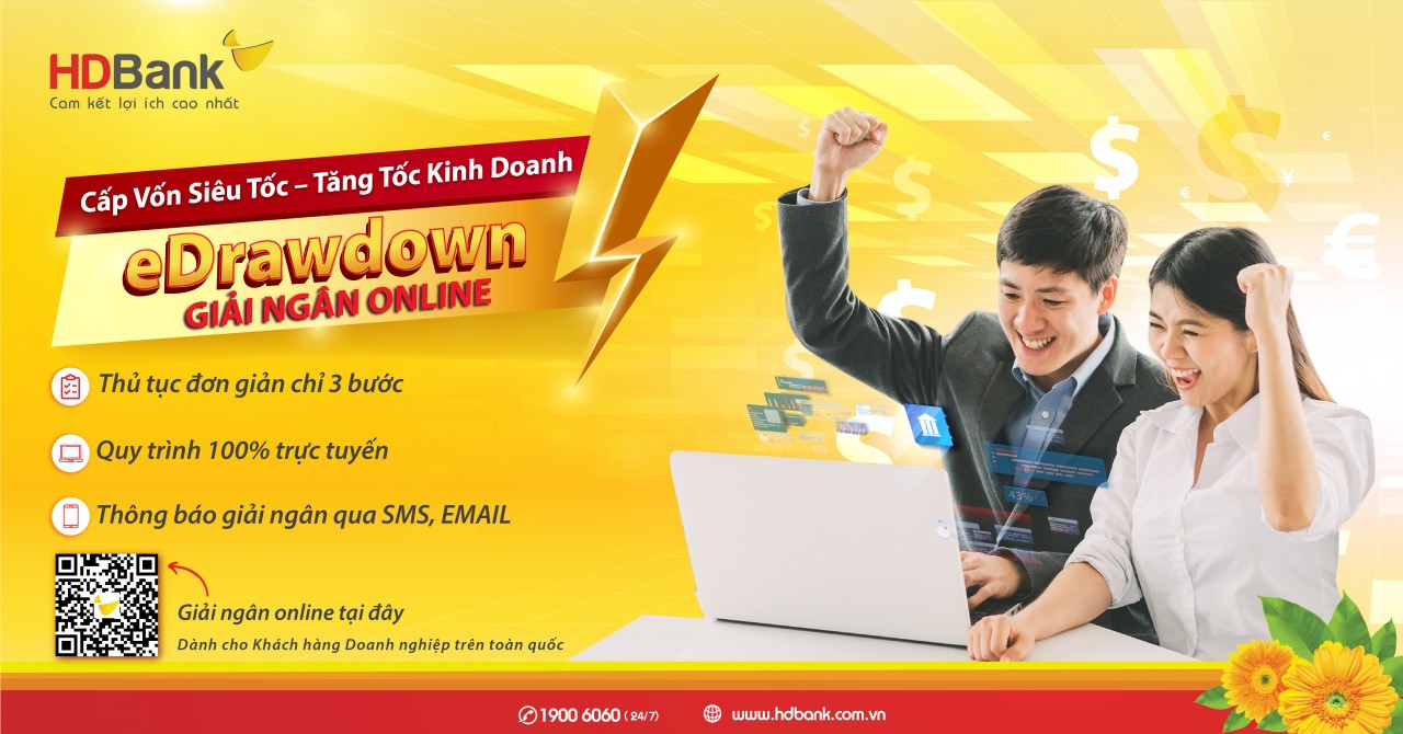 HDBank triển khai ứng dụng “eDrawdown giải ngân online, tiền về ngay tài khoản”