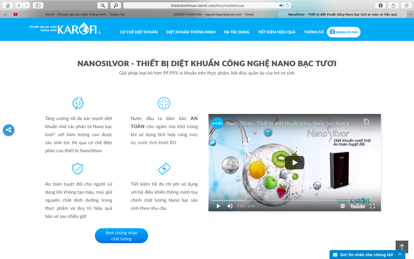 karofi quang cao nano sivor co kha nang diet hon 9999 virus vi khuan