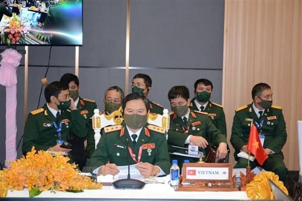 Phái đoàn quân sự cấp cao Việt Nam dự Hội nghị ACDFM-19. Ảnh: Trần Long/TTXVN