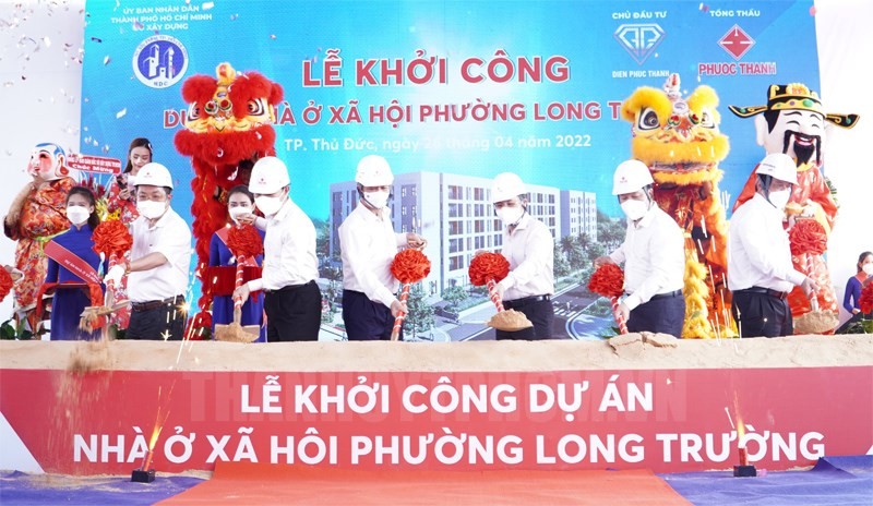 Sở Xây dựng TPHCM phối hợp cùng Công ty Điền Phúc Thành tổ chức lễ khởi công dự án nhà ở xã hội (NƠXH) phường Long Trường, TP Thủ Đức.