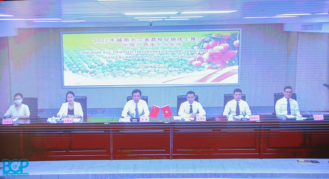 Các đại biểu dự hội nghị tại điểm cầu Vân Nam (Trung Quốc). Ảnh: Cổng TTĐT tỉnh Bắc Giang.