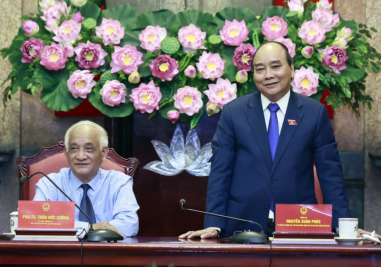 Chủ tịch nước Nguyễn Xuân Phúc phát biểu tại buổi làm việc. Ảnh: TTXVN