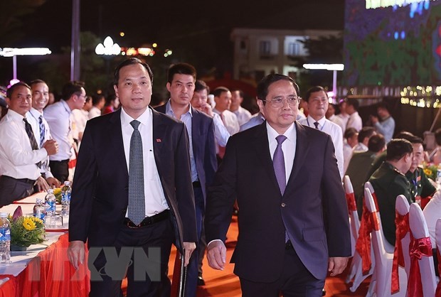Thủ tướng Phạm Minh Chính dự Lễ kỷ niệm 65 năm Ngày Bác Hồ về thăm Hà Tĩnh. Ảnh: Dương Giang/TTXVN