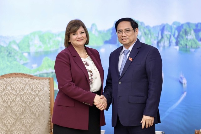 Thủ tướng Chính phủ Phạm Minh Chính tiếp Đại sứ Ai Cập tại Việt Nam Amal Abdel Kader Elmorsi Salama - Ảnh: VGP/Nhật Bắc
