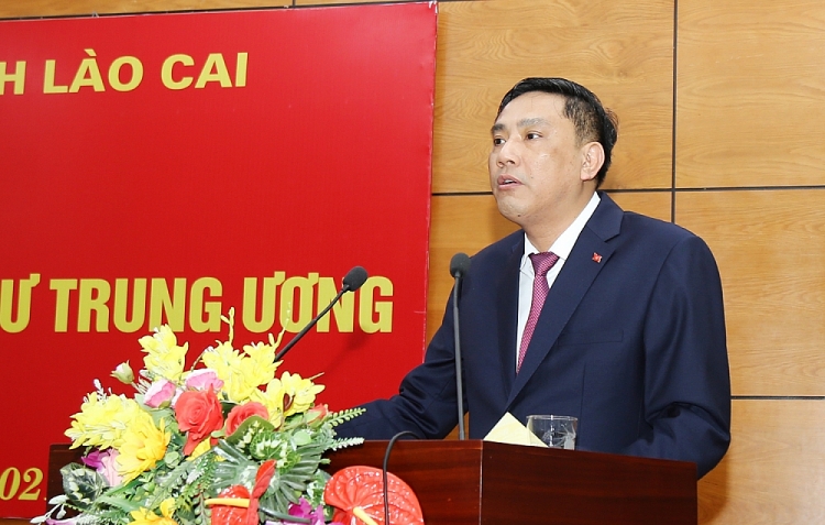Phó Bí thư Tỉnh ủy Hoàng Giang phát biểu nhận nhiệm vụ (Ảnh: Báo Lào Cai)