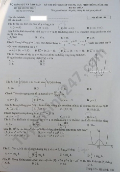 Gợi ý đáp án môn Toán mã đề 104 thi tốt nghiệp THPT quốc gia 2020