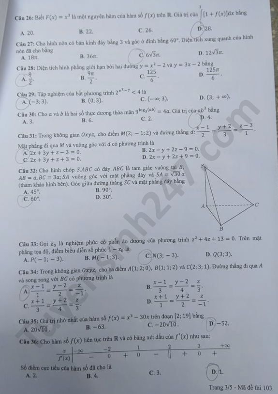 2552 de thi tot nghiep thpt mon toan 2020 ma 103 3 result