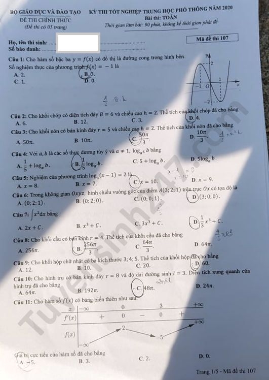 3916 de thi tot nghiep thpt mon toan 2020 ma 107 1 result