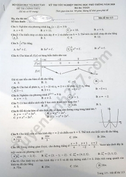 Gợi ý đáp án môn Toán mã đề 113 thi tốt nghiệp THPT quốc gia 2020