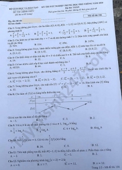 Gợi ý đáp án môn Toán mã đề 106 thi tốt nghiệp THPT quốc gia 2020