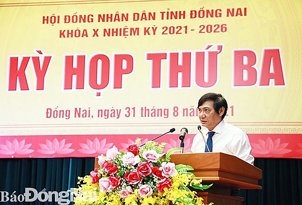 Ông Nguyễn Sơn Hùng phát biểu sau khi được bầu giữ chức Phó Chủ tịch UBND tỉnh Đồng Nai