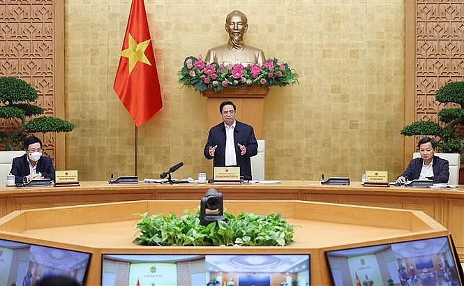 Thủ tướng chủ trì Phiên họp Chính phủ chuyên đề xây dựng pháp luật (Ảnh: Dương Giang/TTXVN)