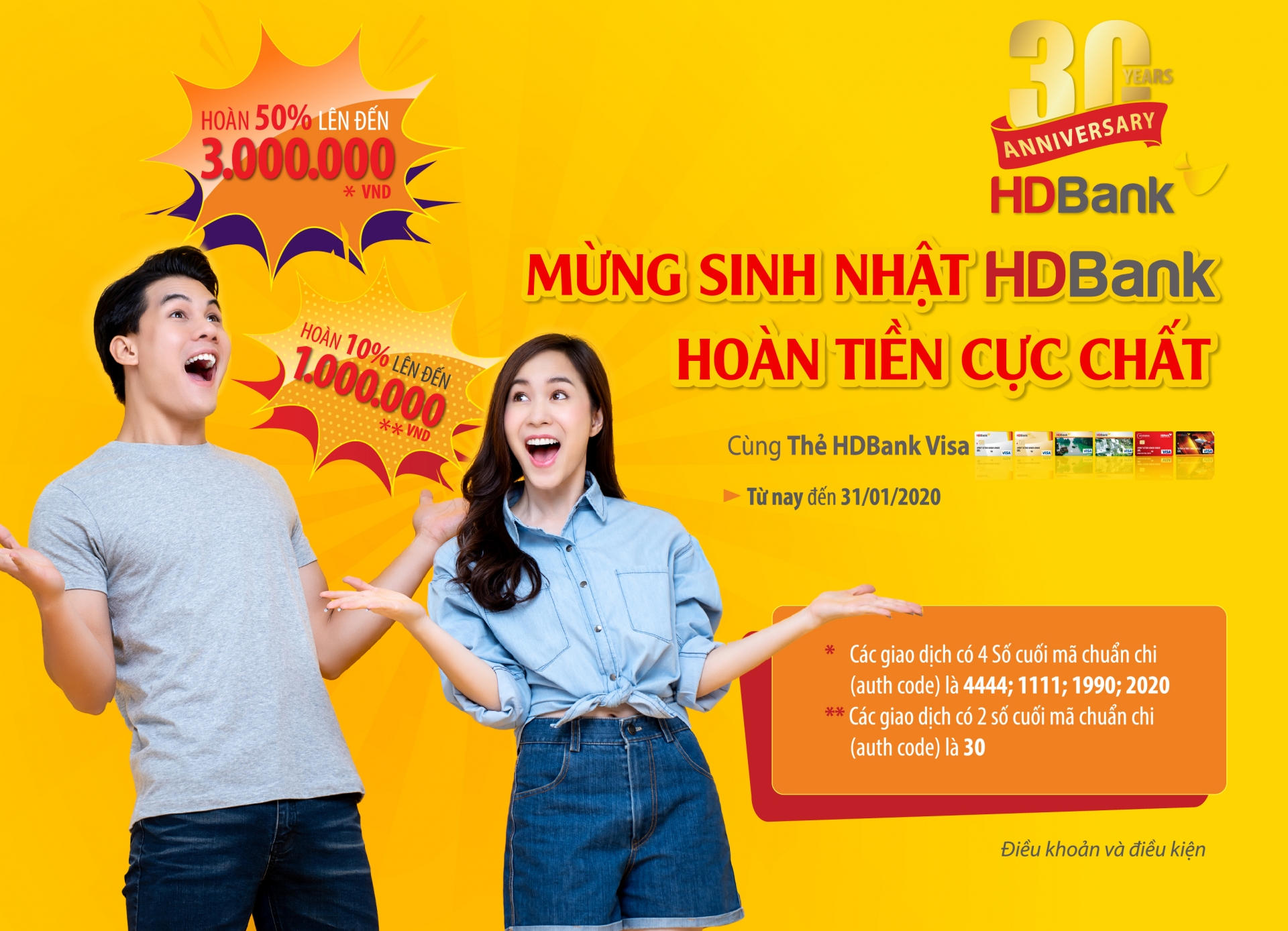 uu dai hoan tien 50 khi su dung the hdbank visa