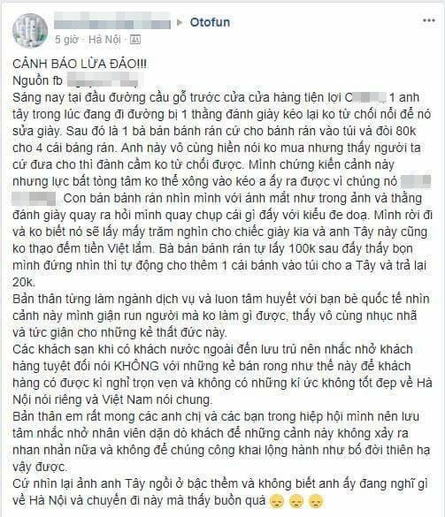 ha noi bat giu nam thanh nien danh giay cau ket nguoi phu nu chat chem khach nuoc ngoai 4 chiec banh ran 80000vnd tren pho co