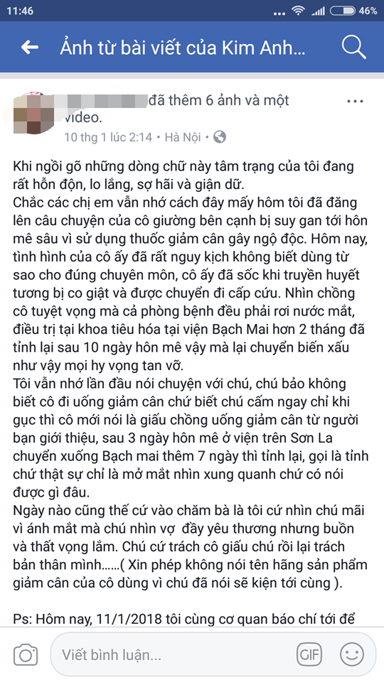 mot phu nu nguy kich xo gan nghi do su dung thuc pham chuc nang de giam can