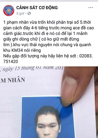 thai nguyen mot pham nhan vua tron trai de lai loi nhan co khong giu mat dung tim