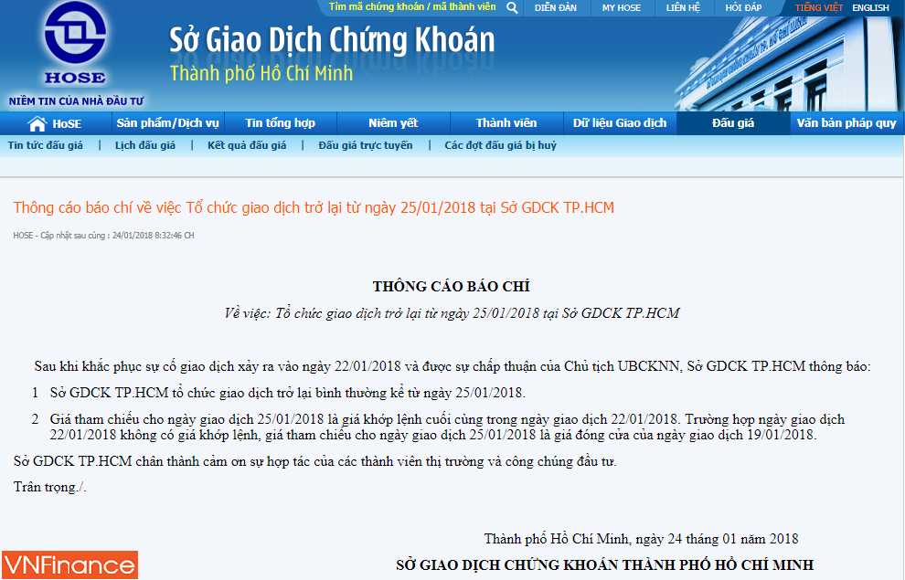 khac phuc xong su co hose se chinh thuc giao dich tro lai tu ngay mai 2501