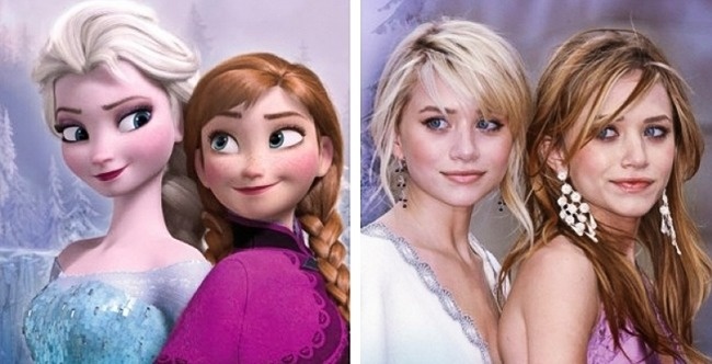 15 su trung hop tinh co den bat ngo giua cac ngoi sao va nhan vat hoat hinh disney