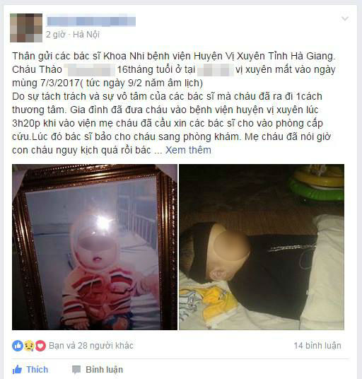 vu be trai 15 thang tuoi tu vong o ha giang dinh chi hoat dong chuyen mon truong khoa nhi