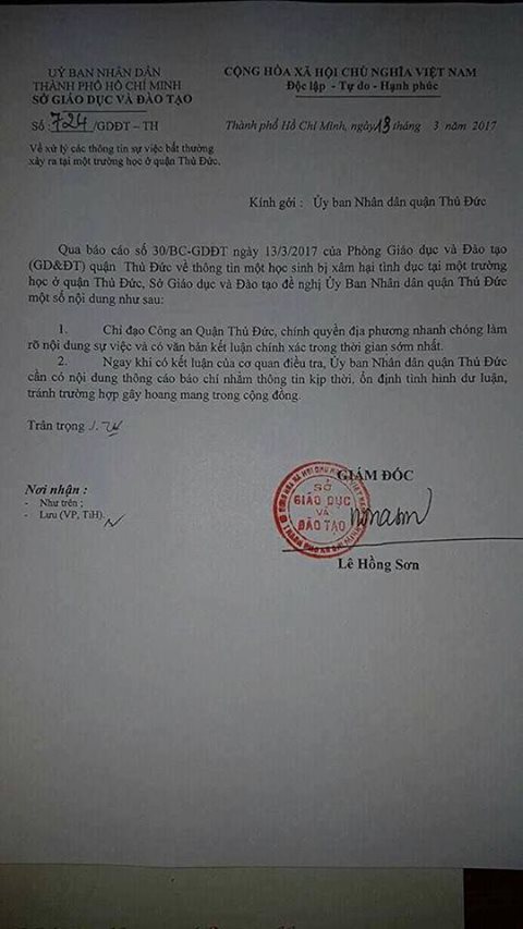 so gd dt tphcm de nghi khan truong chi dao dieu tra vu be lop 1 nghi bi xam hai tai truong hoc