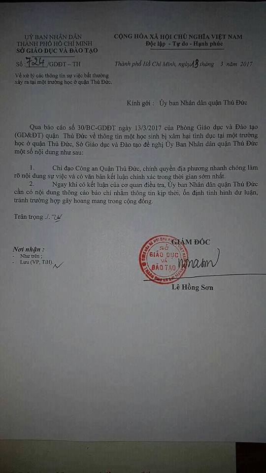 so giao duc dao tao tphcm yeu cau lam ro nghi an be gai lop 1 bi xam hai tinh duc
