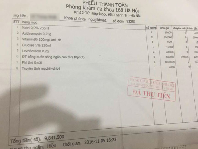 sau vu san phu hon me o phong kham 168 ha noi them 1 benh nhan to phong kham lua dao