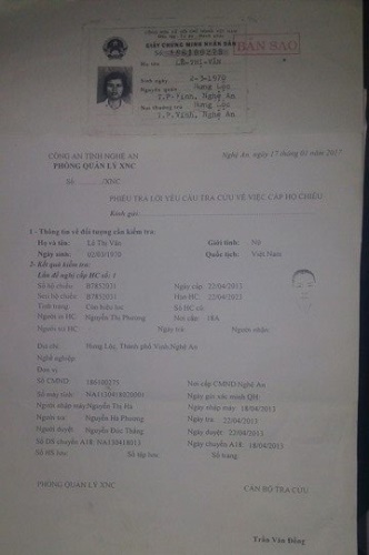 nghe an bong dung ho chieu co nguoi khac dung ten vi mat cmnd