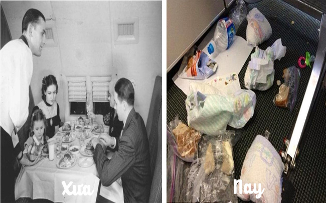 9 buc anh tiet lo su khac biet mot troi mot vuc giua hanh khach tren may bay xua va nay