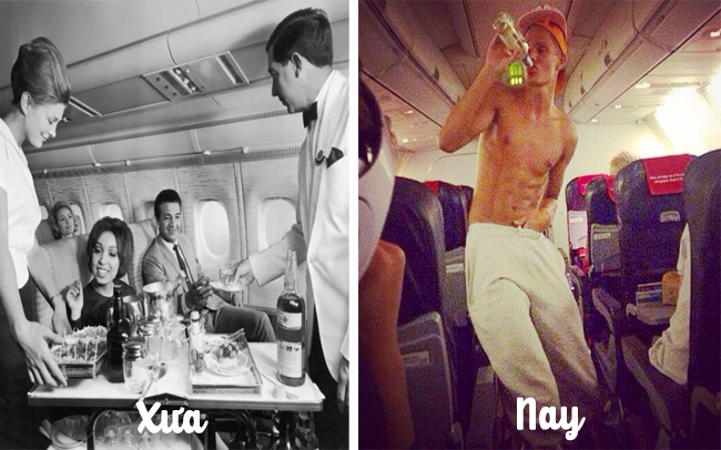 9 buc anh tiet lo su khac biet mot troi mot vuc giua hanh khach tren may bay xua va nay