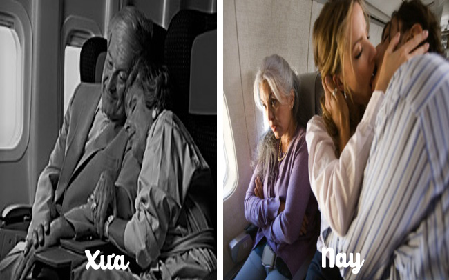 9 buc anh tiet lo su khac biet mot troi mot vuc giua hanh khach tren may bay xua va nay