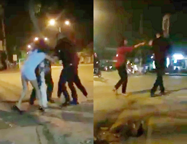 bat qua tang nguoi tinh lay tien dua bo tre di an nguoi phu nu xong vao chui boi dung ghe nhua phang toi tap
