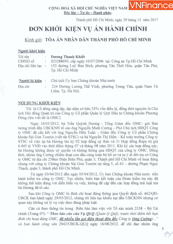 lan dau tien mot ca nhan kien uy ban chung khoan nha nuoc ra toa
