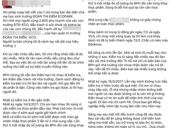 phu huynh phan doi cho con an o truong doan thi diem ecopark vi nghi thuc pham khong dam bao ve sinh