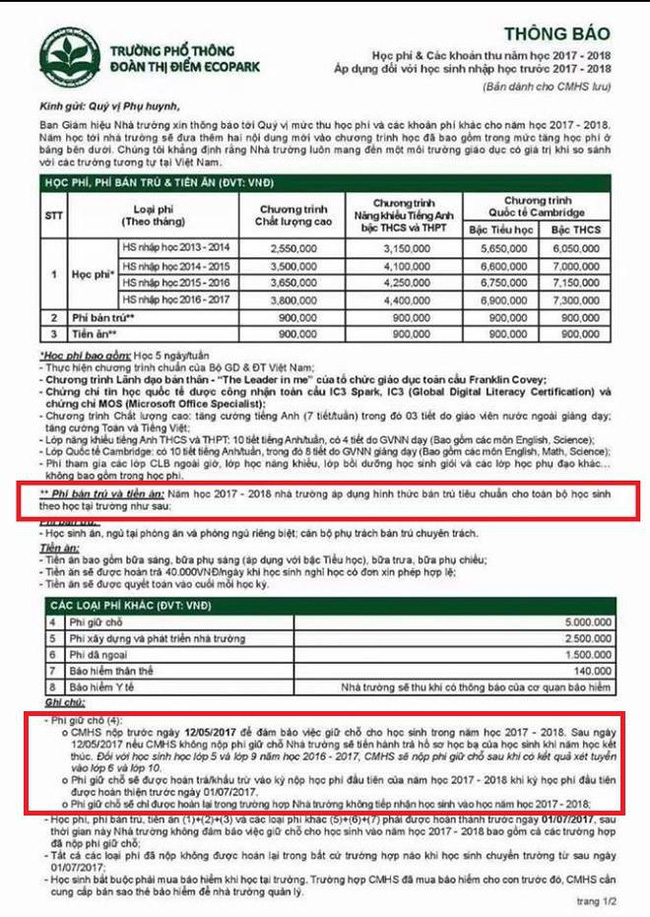 phu huynh phan doi cho con an o truong doan thi diem ecopark vi nghi thuc pham khong dam bao ve sinh