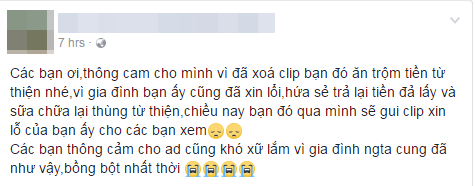 nam thanh nien lay trom tien trong hom tu thien minh dang bi moi nguoi chi trich va nem da