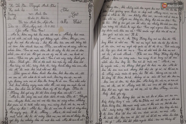 xuc dong buc thu gui nguoi me da mat cua nu sinh lop 9 o nghe an