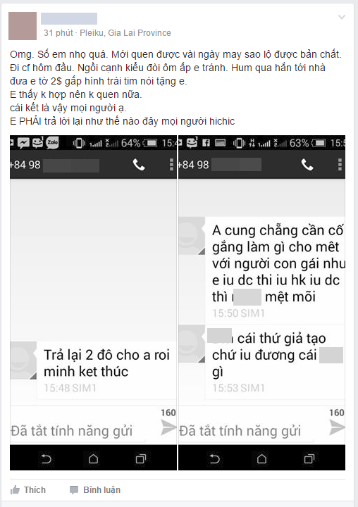 hau chia tay nam thanh nien nhan tin doi lai 2 usd