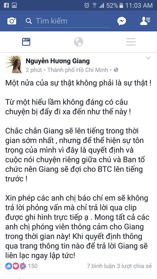 huong giang idol len tieng vu xuc pham nghe si trung dan mot nua su that khong phai su that