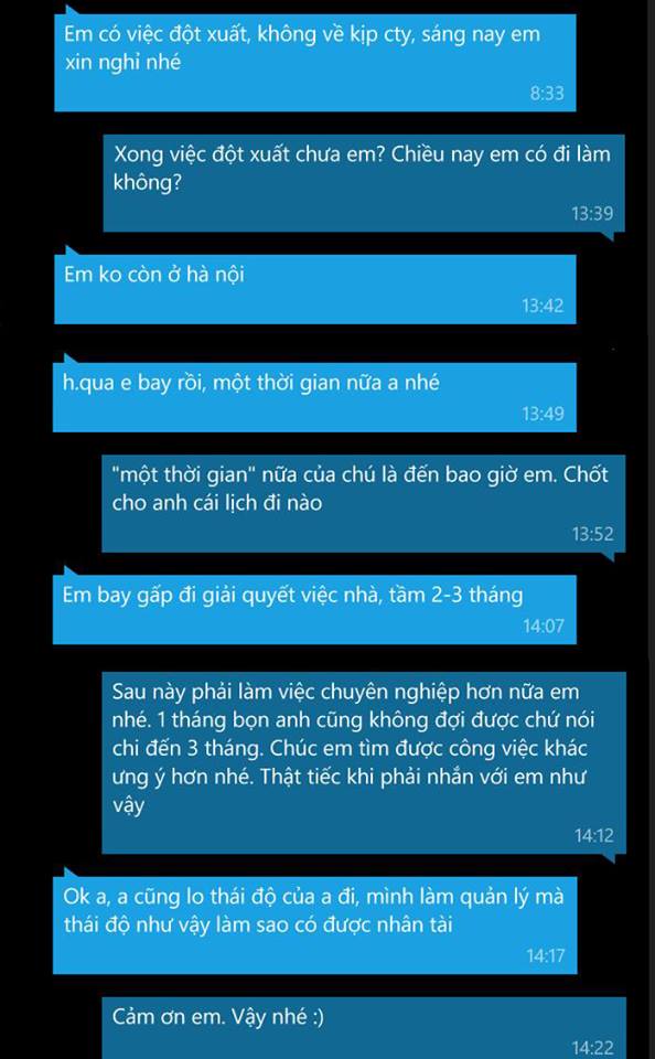 sinh vien nam 4 di lam ngay dau da xin nghi 2 3 thang con quay sang trach sep thai do
