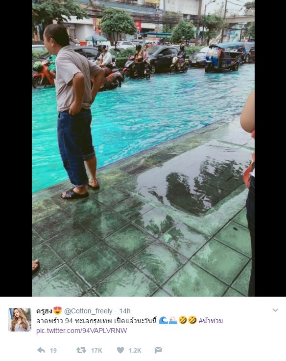 chan canh ngap lut dam de o bangkok dan mang ho bien con duong nuoc den ngom thanh dong bien xanh ngat