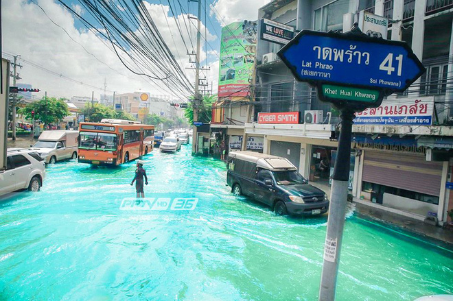 chan canh ngap lut dam de o bangkok dan mang ho bien con duong nuoc den ngom thanh dong bien xanh ngat