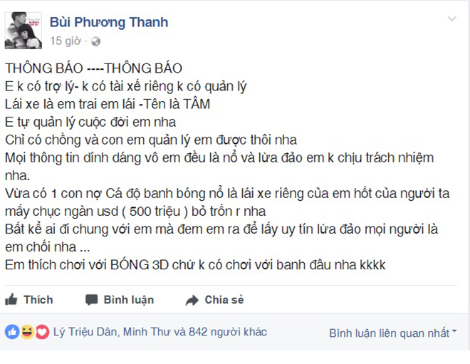 phuong thanh bi nguoi khong quen biet loi dung ten tuoi de lua dao