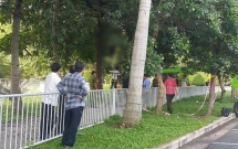 nguoi dan ong treo co trong san bay tan son nhat