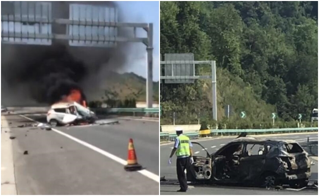 Va chạm sau nổ lốp, xe ô tô bốc cháy ngùn ngụt giữa đường, nữ tài xế đau đớn nhìn chồng bị thiêu rụi va cham sau no lop xe o to boc chay ngun ngut giua duong nu tai xe dau don nhin chong bi thieu rui