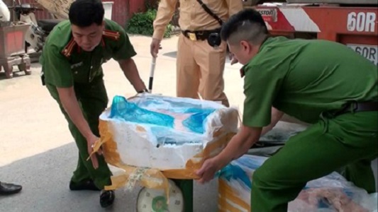 ha noi bat giu hon 10 tan nam lon ban tren duo ng di tieu thu